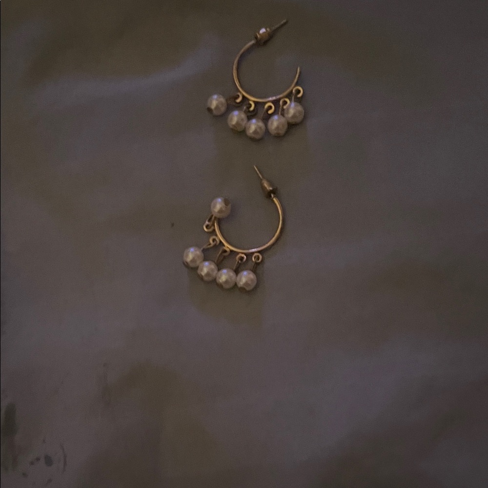 Elegant Gold Pearl Hoop Earrings
